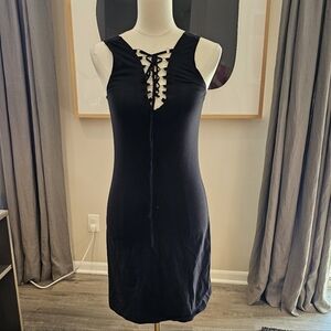 Tripp NYC Black Lace-Up Mini Dress